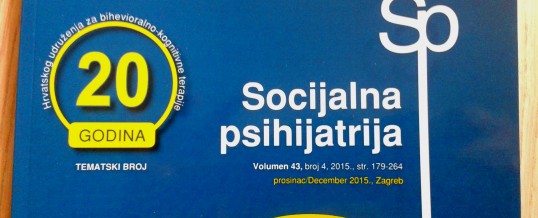 Tematski broj časopisa “Socijalna psihijatrija” povodom 20. obljetnice HUBIKOT-a